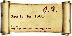 Gyenis Henrietta névjegykártya